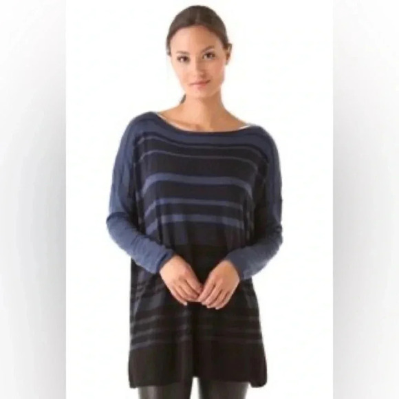 Vince blue striped tunic sweater merino wool blend oversized bateau Size M - Picture 4 of 9